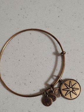 Alex & Ani Gold Tone Compass Charm Bangle Bracelet